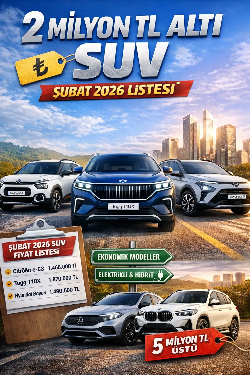2 milyon TL altı SUV modelleri belli oldu! En ucuz SUV 2026 listesi, Şubat ayı güncel fiyatları